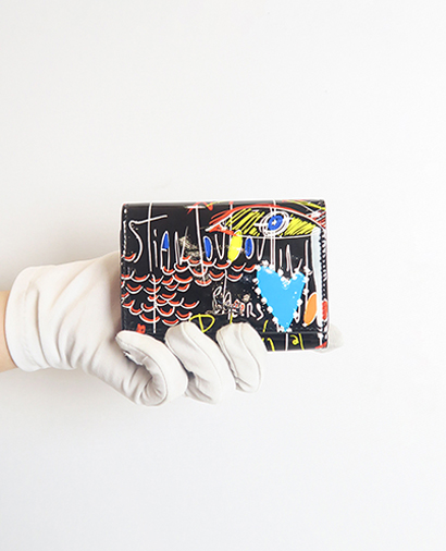 Christian Louboutin Mini Boudoir Wallet, £120, Accessories, Black, Patent Leather, Front view